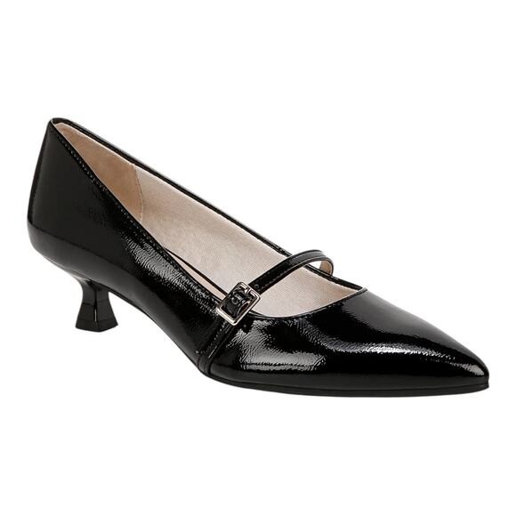 LifeStride Women's Madelyn Mary Jane Pointed Toe Kitten Heel Pumps Black Size 8 - Picture 1 of 4